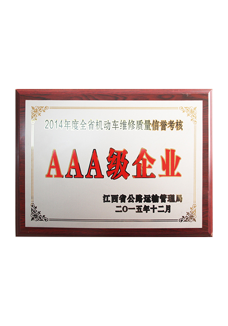 2015年全省機(jī)動車維修質(zhì)量信譽(yù)考核3A級企業(yè)